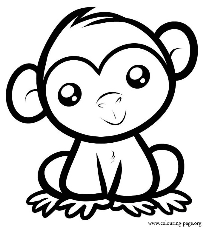 Baby Monkey Coloring Pages
 Monkeys A cute baby monkey sitting coloring page