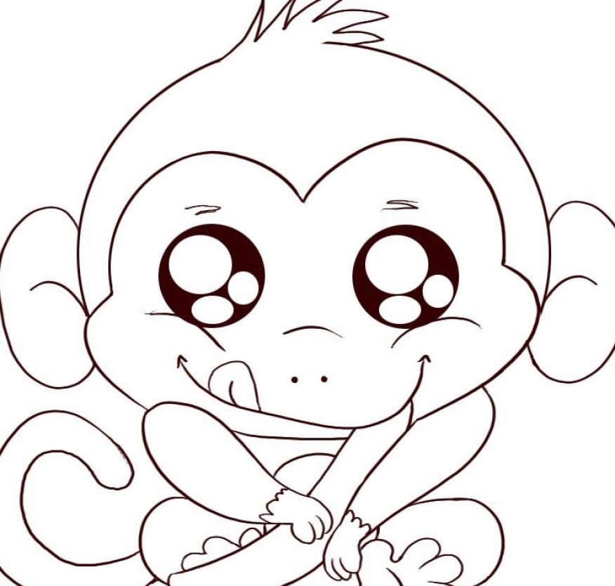 Baby Monkey Coloring Pages
 Animal Monkey and Baby Monkey Coloring Pages Kids