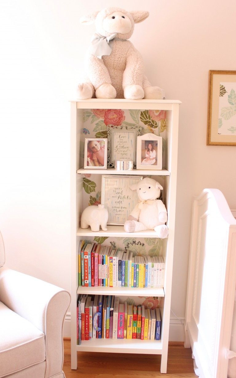 Best ideas about Baby Room Bookshelf
. Save or Pin Tar bookshelf lined with wallpaper MC Now.