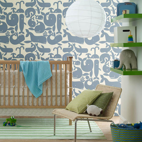 Best ideas about Baby Room Wallpaper
. Save or Pin Little Whales Wallpaper Contemporary nursery Now.