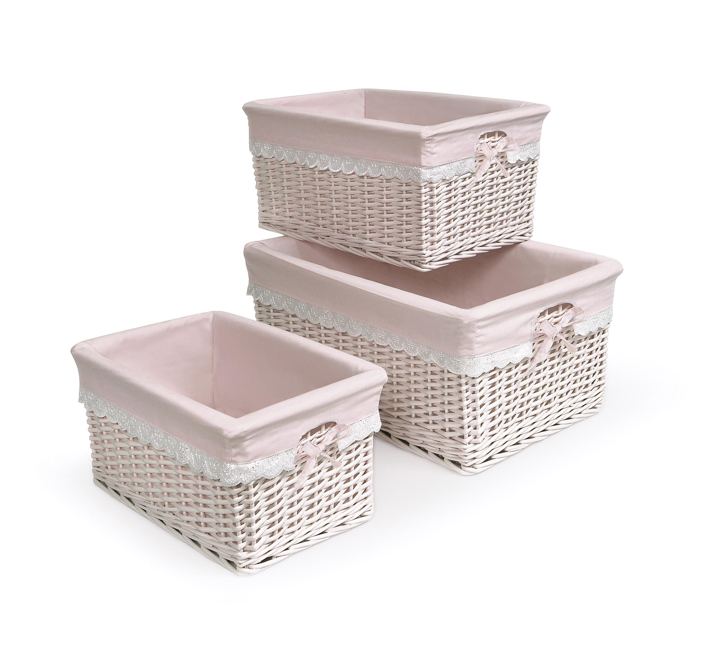 Best ideas about Baby Storage Basket
. Save or Pin 3 Set Pink Storage Wicker Rattan Baskets w Liners Now.