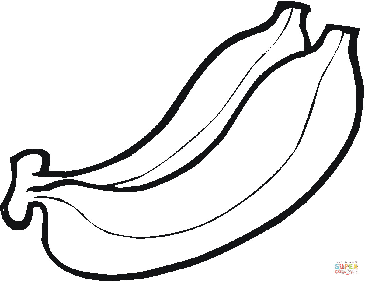 Banana Coloring Pages
 Banana Clip Art Black and White via Banana Coloring clipart