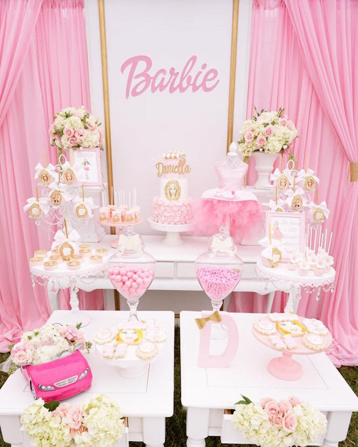 Barbie Birthday Decorations
 Kara s Party Ideas Pink Glam Barbie Birthday Party