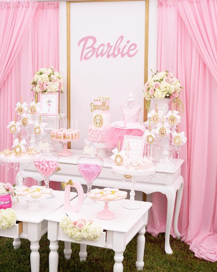 Barbie Birthday Decorations
 Kara s Party Ideas Pink Glam Barbie Birthday Party
