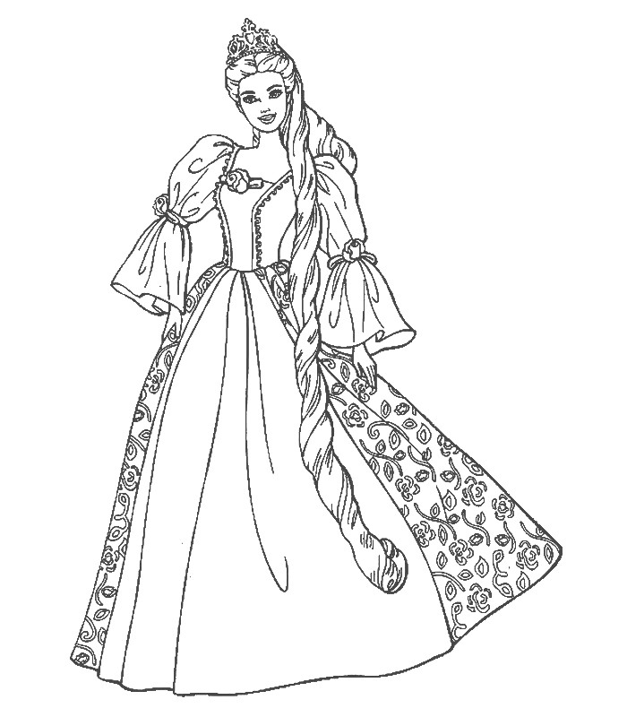 Barbie Doll Coloring Pages
 Disney Cartoon Barbie Doll Princess Coloring Pages