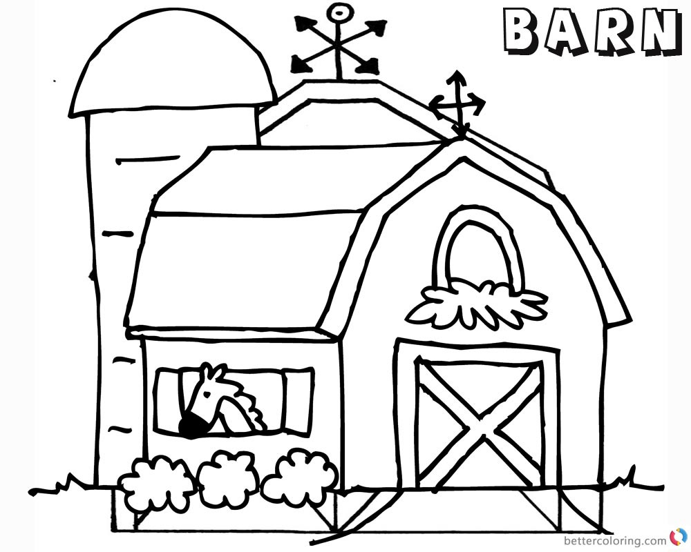 Barn Coloring Pages
 Barn Coloring Pages horse in the barn Free Printable