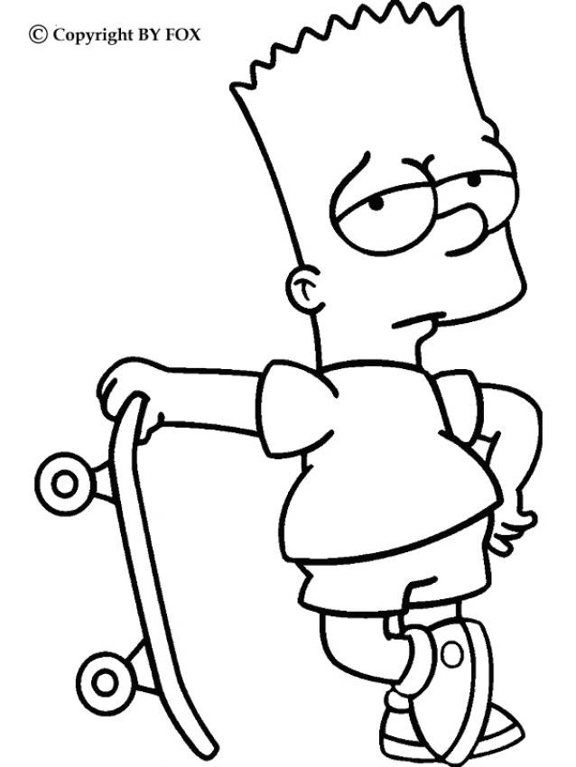 Bart Simpson Coloring Pages
 The gallery for Bart Simpson Skateboarding Drawing