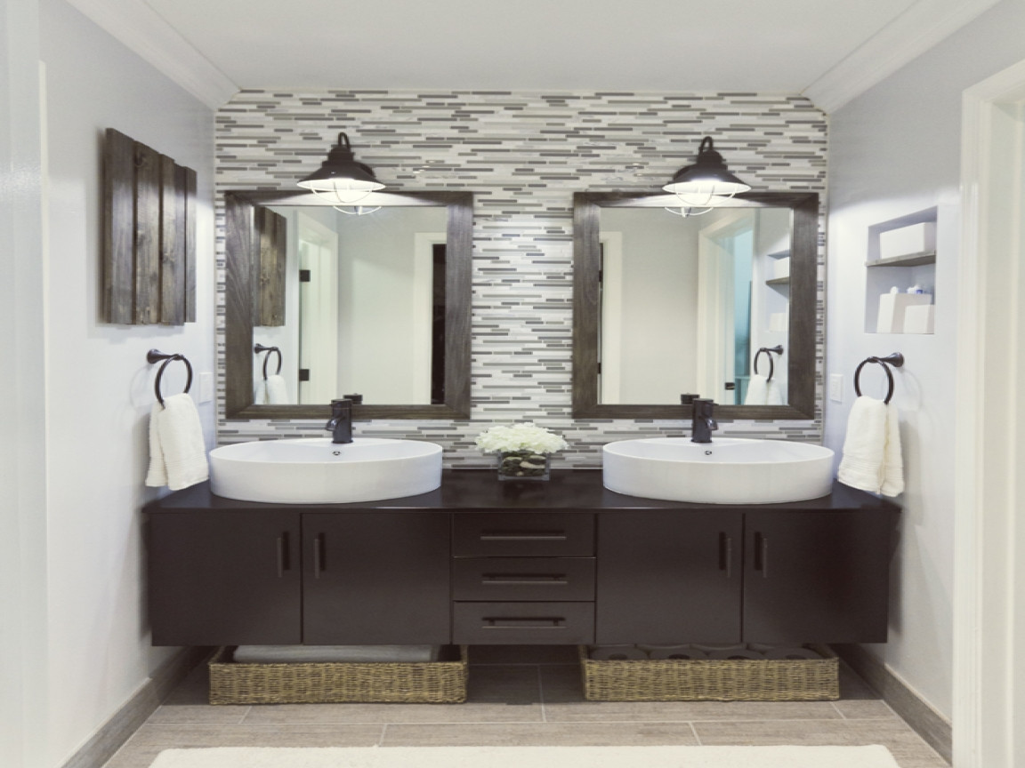 Best ideas about Bathroom Accent Wall Ideas
. Save or Pin Bathroom mirrors with lights behind accent wall Now.