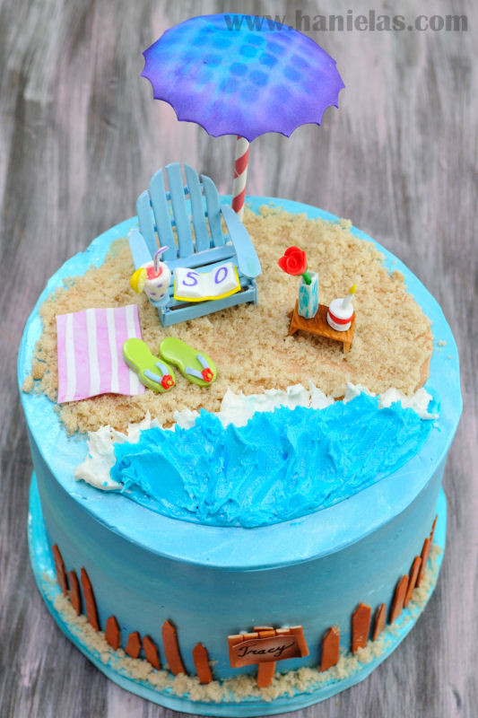 Beach Birthday Cake
 Haniela s Beach Cake with Gumpaste Adirondack Chair