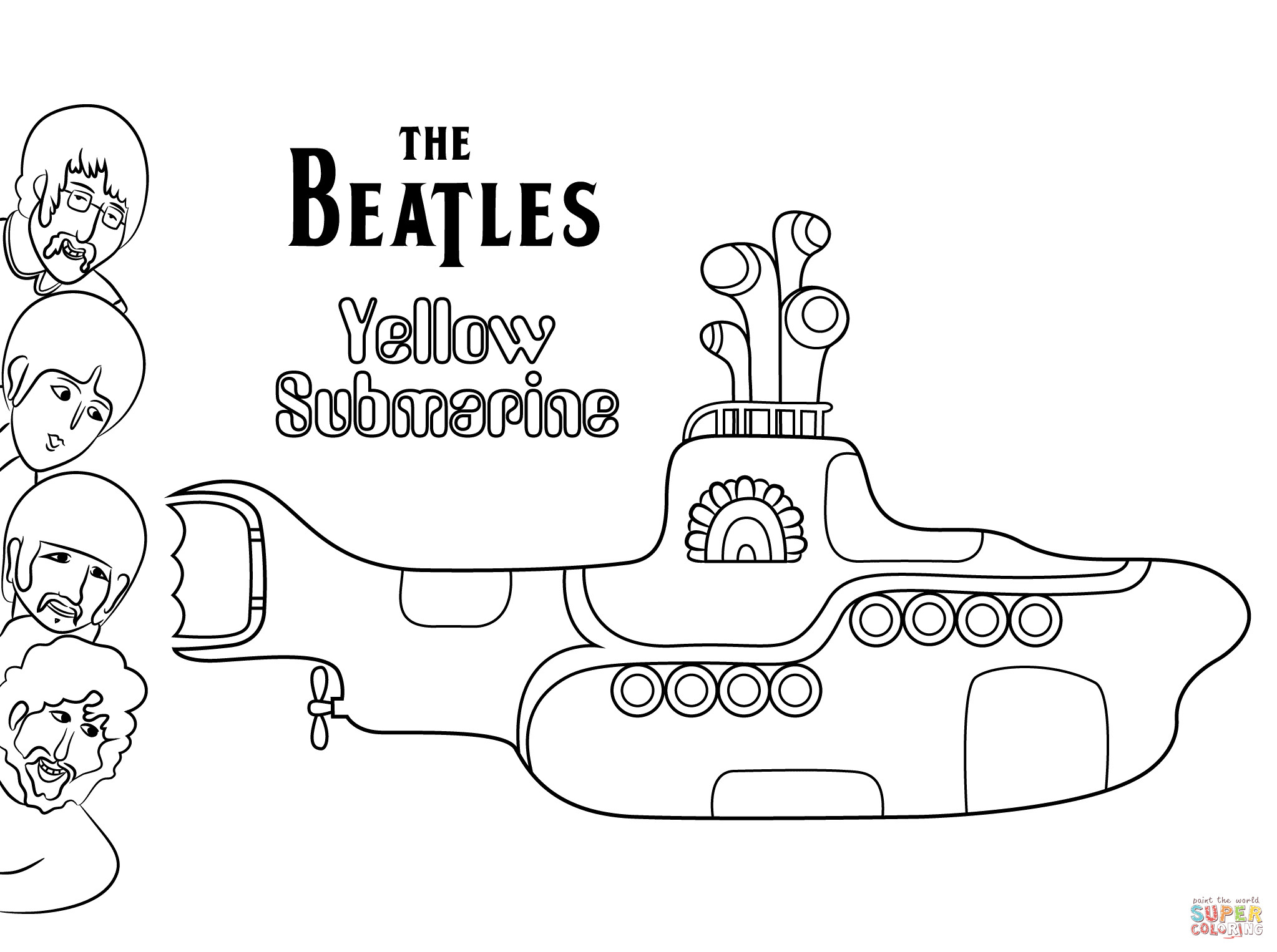Beatles Coloring Book
 The Beatles Yellow Submarine cover art coloring page