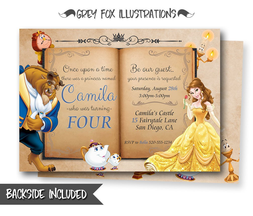 Beauty And The Beast Birthday Invitations
 Beauty and The Beast Invitation Belle Invitation Beauty and