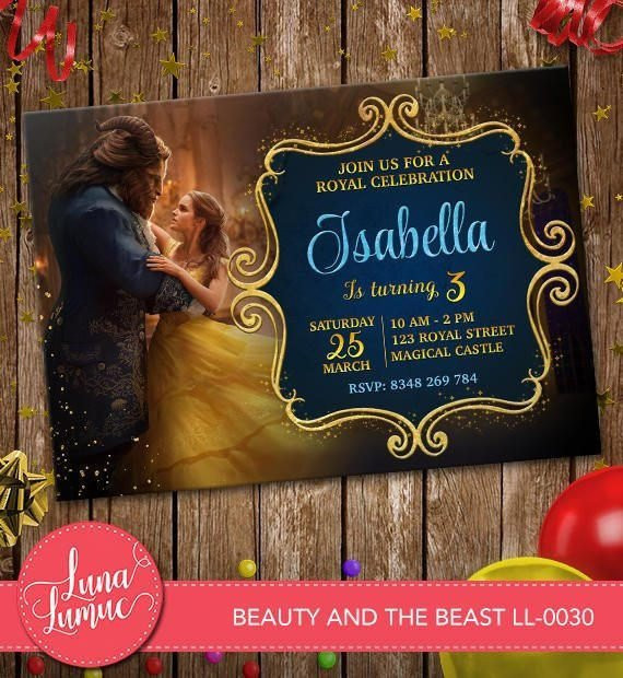 Beauty And The Beast Birthday Invitations
 Beauty and the Beast Movie Birthday Party Printable
