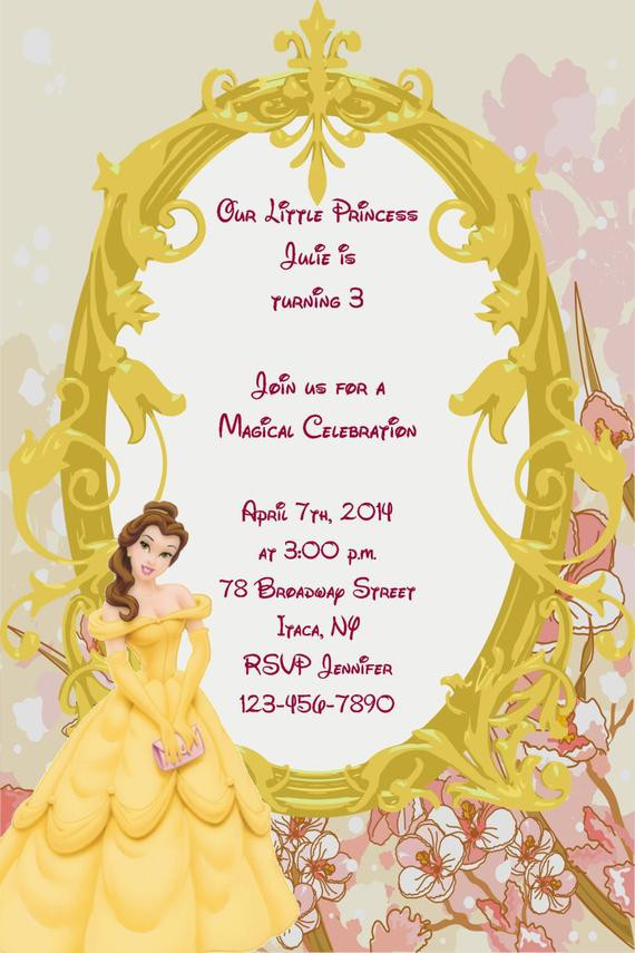 Beauty And The Beast Birthday Invitations
 Girls Beauty and the Beast Princess Printable Birthday Party