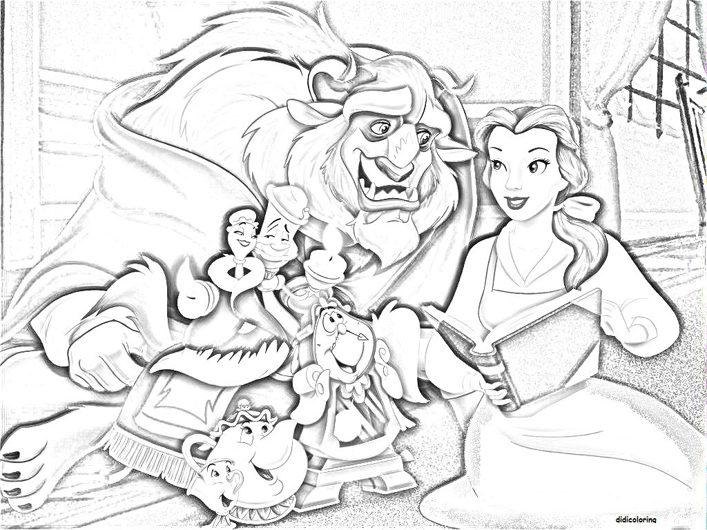 Beauty And The Beast Coloring Pages For Adults
 beauty and the beast happy family for coloring Didi