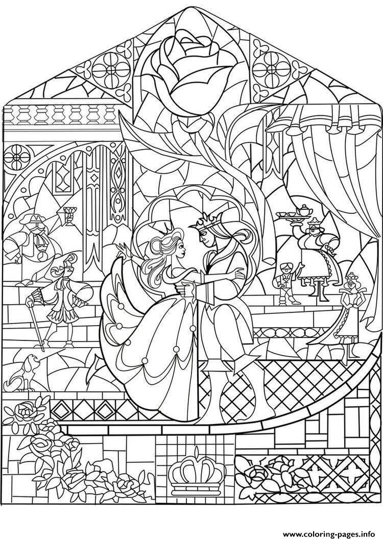 Beauty And The Beast Coloring Pages For Adults
 Adult Prince Princess Art Nouveau Style Coloring Pages
