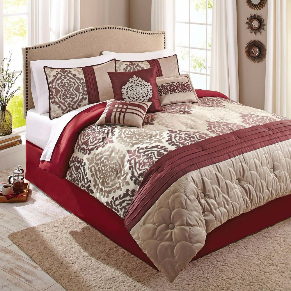 Best ideas about Bedroom Comforter Sets
. Save or Pin Scrollwork 7 Piece Red Beige Ikat Eye Catching Bedding Now.