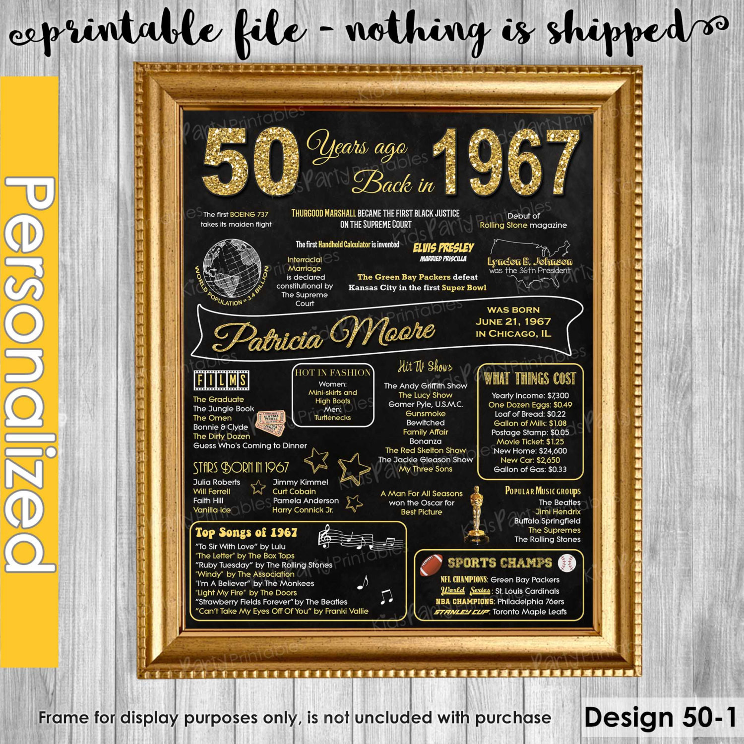 Best Gifts For 50th Birthday Man
 50th Birthday Gift for Women 50th Birthday Chalkboard 50th