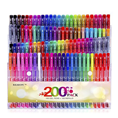 Best Pens For Adult Coloring Books
 Reaeon Gel Pens Set 100 Colors Gel Pen plus Refills for
