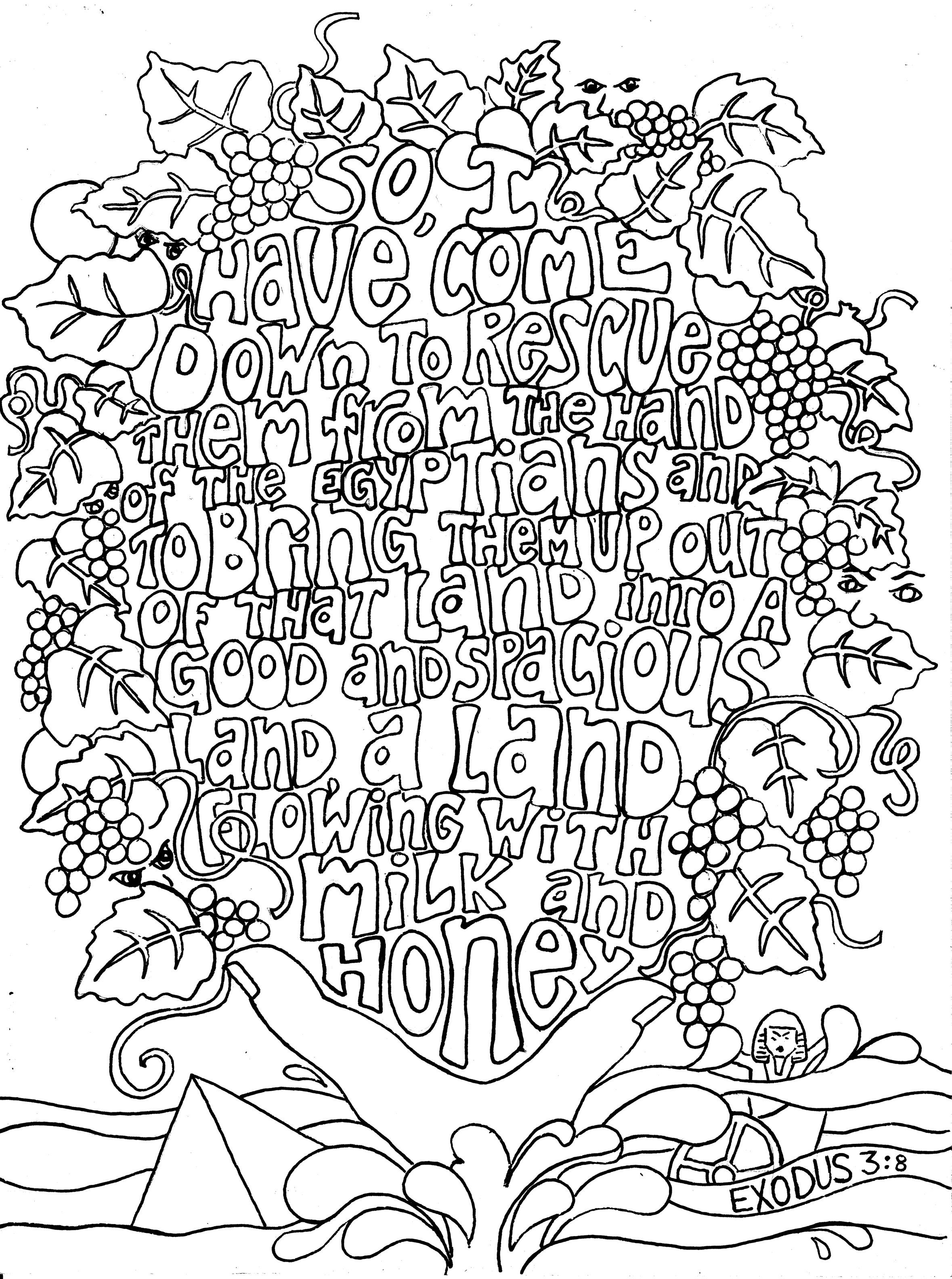 Bible Coloring Pages For Adults Pdf
 Exodus 3 8 Adult colouring in sheets of Bible verses