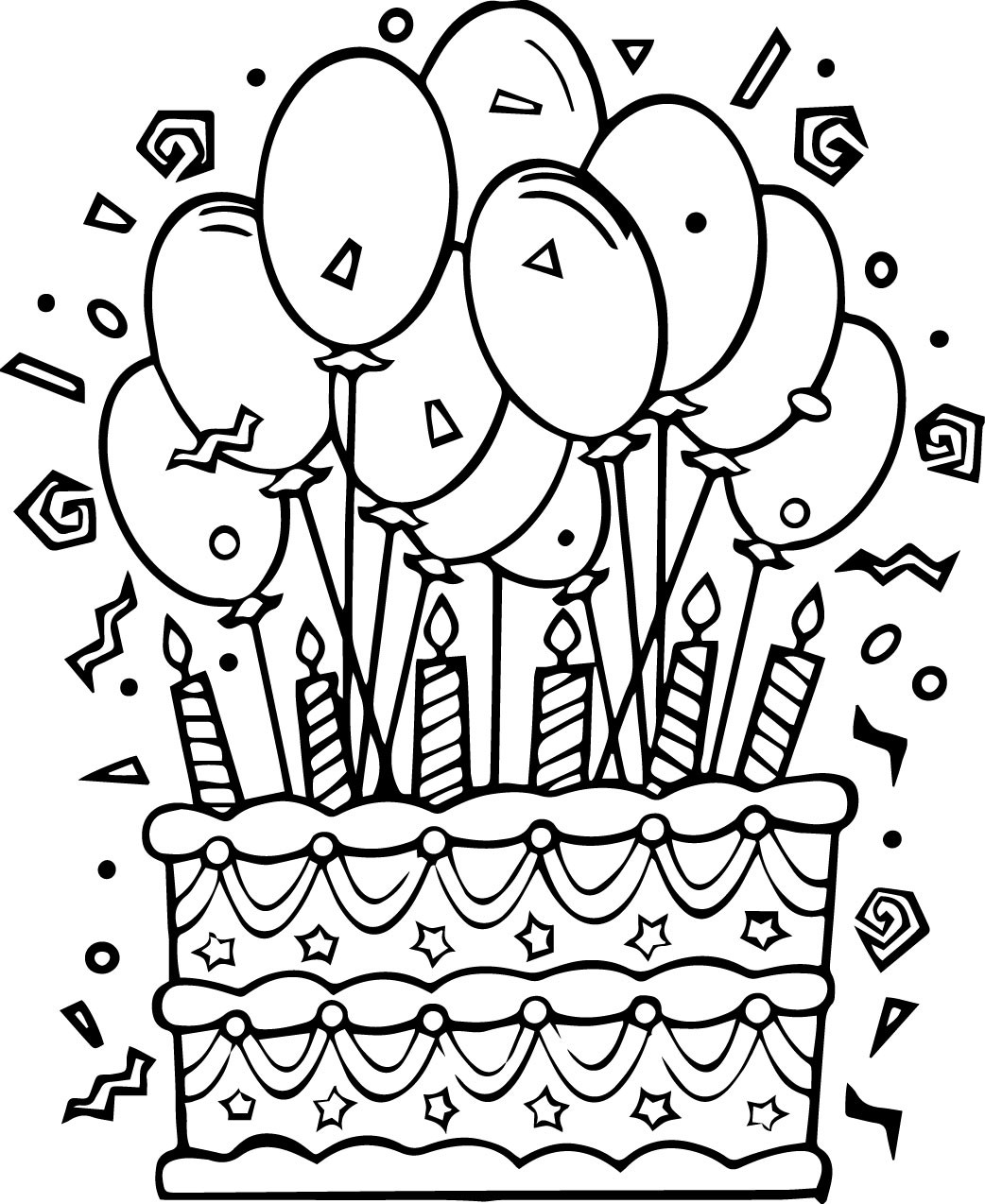 Birthday Coloring Pages For Adults
 Birthday Cake Coloring Pages