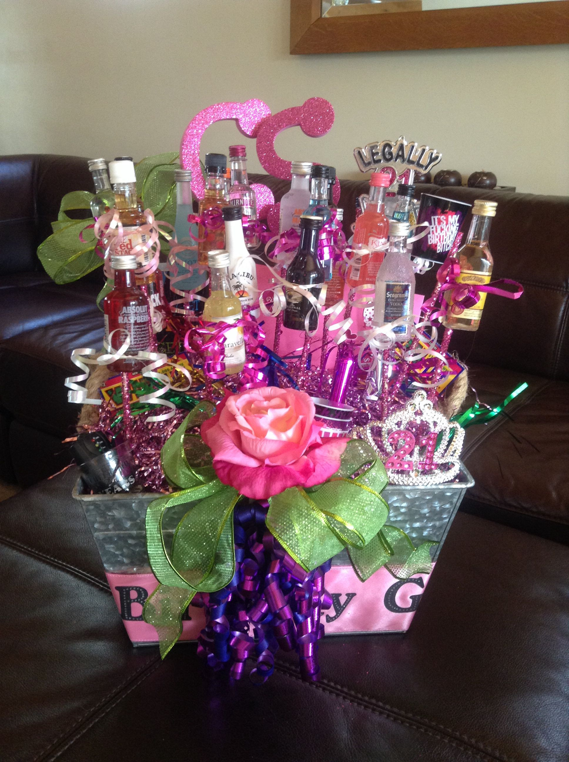 Birthday Gift Basket Ideas For Her
 Happy 21st Birthday Gift Basket for my daughter