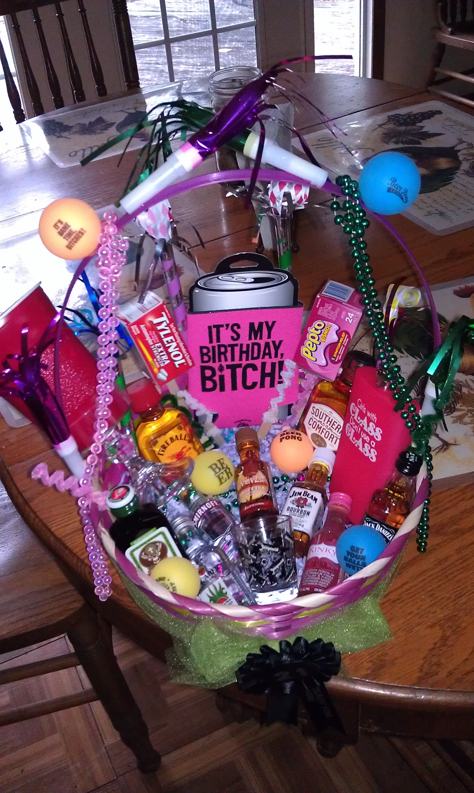 Birthday Gift Basket Ideas
 21st birthday basket I want this I love it SOMEONE MAKE