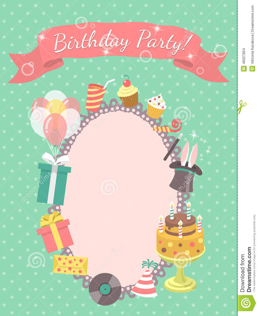 Best ideas about Birthday Party Card
. Save or Pin Birthday Party Invitation Card Stock Vector Illustration Now.