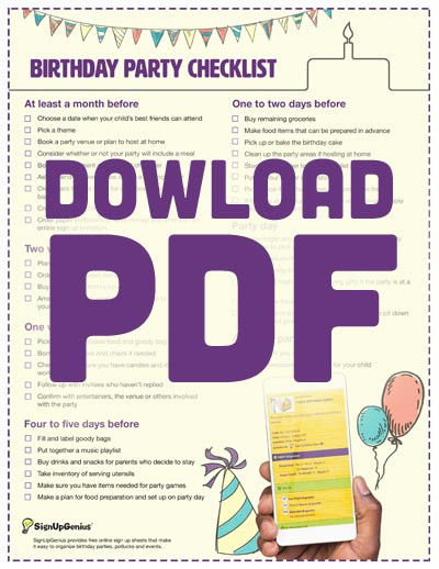 Birthday Party Checklist
 Birthday Party Planning Checklist