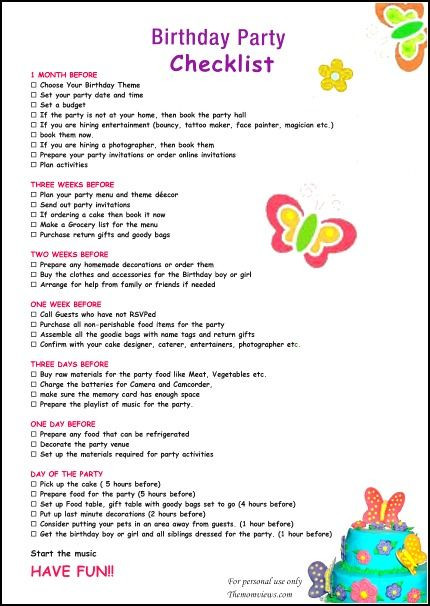 Birthday Party Checklist
 25 best ideas about Birthday party checklist on Pinterest