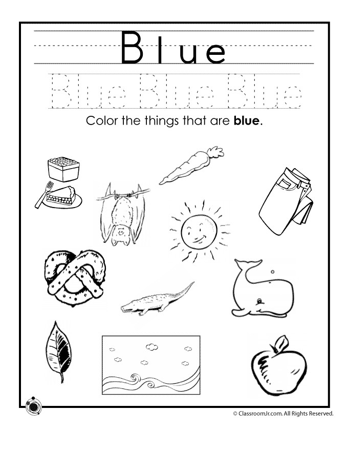 Blue Coloring Pages For Kids
 Learning Colors Worksheets for Preschoolers