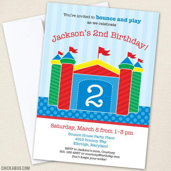 Bounce House Birthday Invitations
 Bounce House Party Invitations Professionally printed or