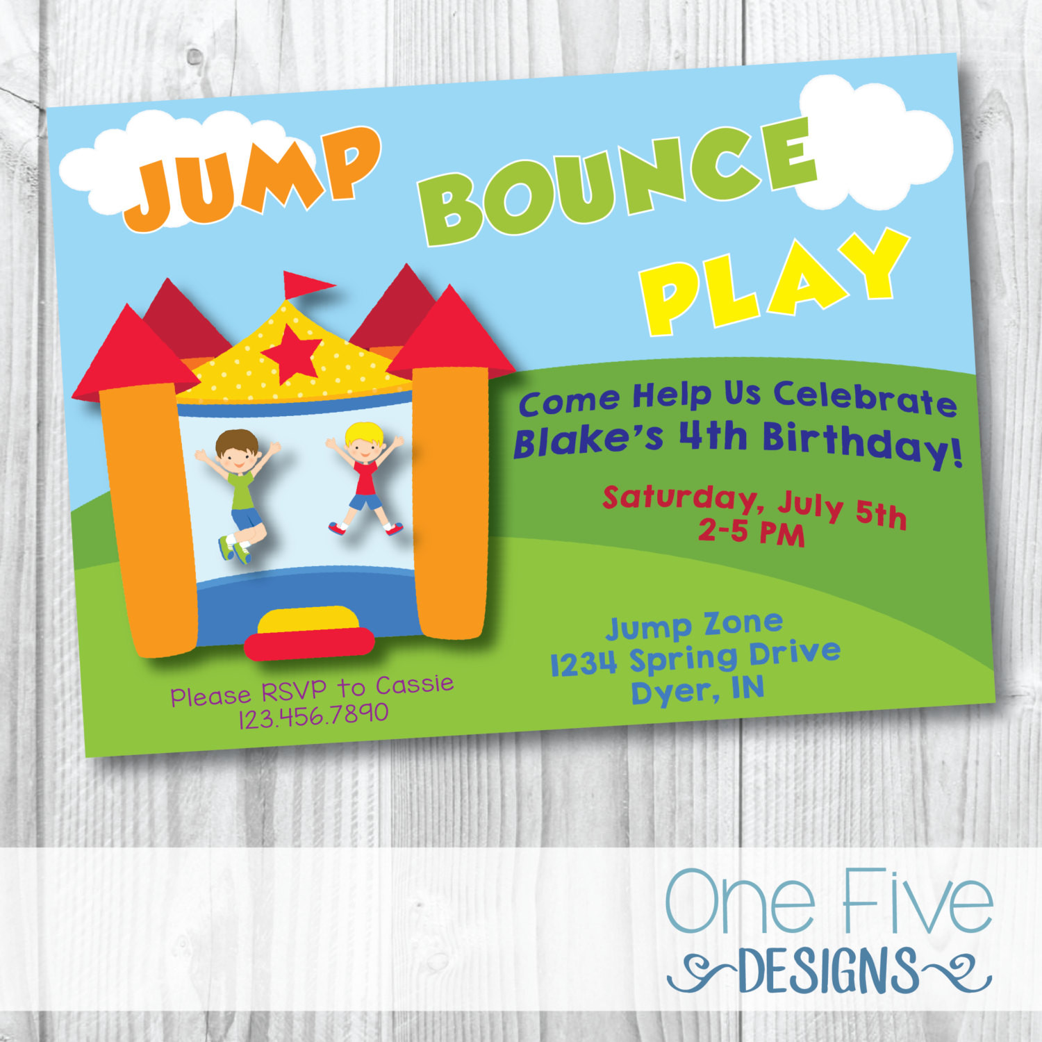 Bounce House Birthday Invitations
 Bounce House Birthday Party Invitation Printable 5x7