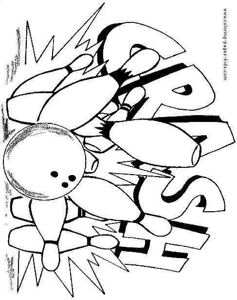 Bowling Coloring Sheets For Kids
 Bowling Strike color page Free printable coloring sheets