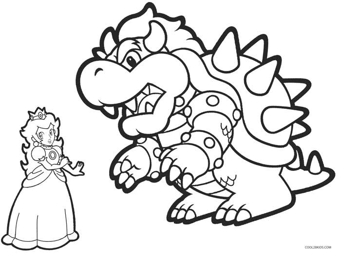 Bowser Coloring Pages
 Printable Princess Peach Coloring Pages For Kids