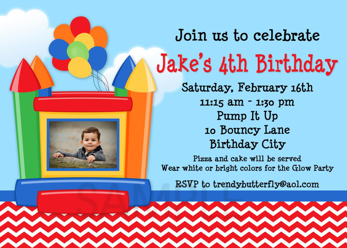 Boys Birthday Party Invitations
 Bounce House Birthday Invitations 1st Birthday