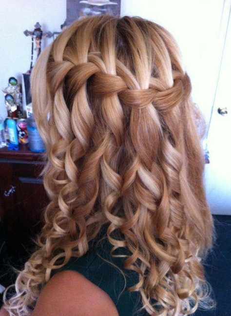 Braided Curls Hairstyle
 Beautiful Cascade Waterfall Braid Hairstyles Gallery