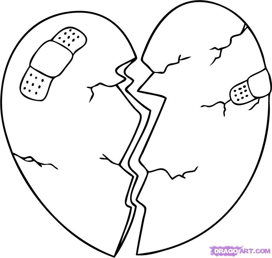 Broken Heart Coloring Pages
 How to Draw a Broken Heart Step by Step Tattoos Pop