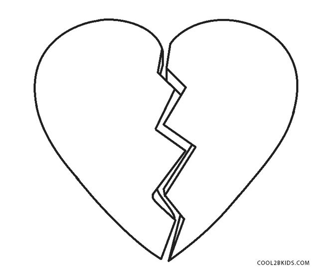 Broken Heart Coloring Pages
 Free Printable Heart Coloring Pages For Kids