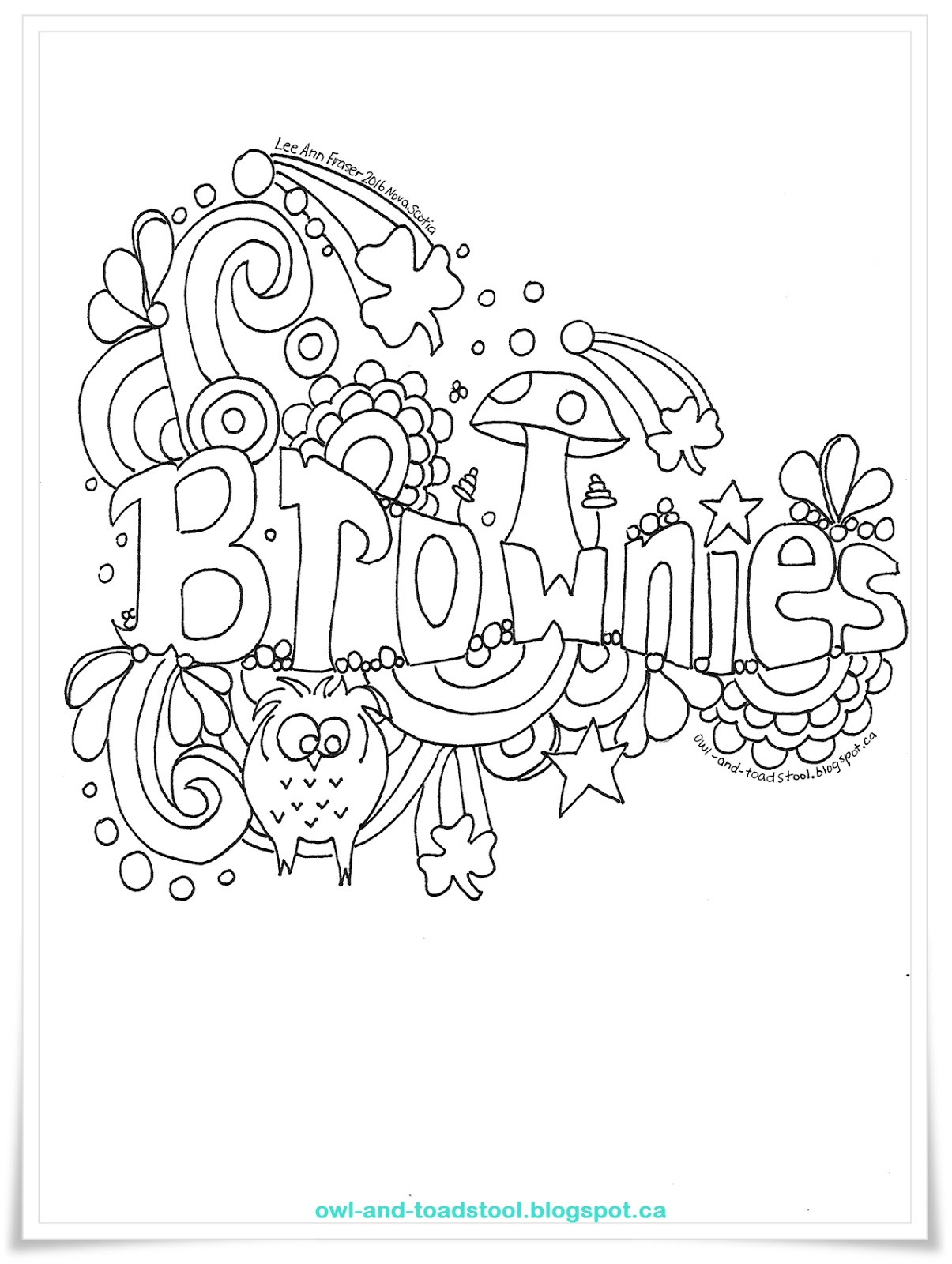 Brownie Coloring Pages
 Owl & Toadstool Doodle Brownies