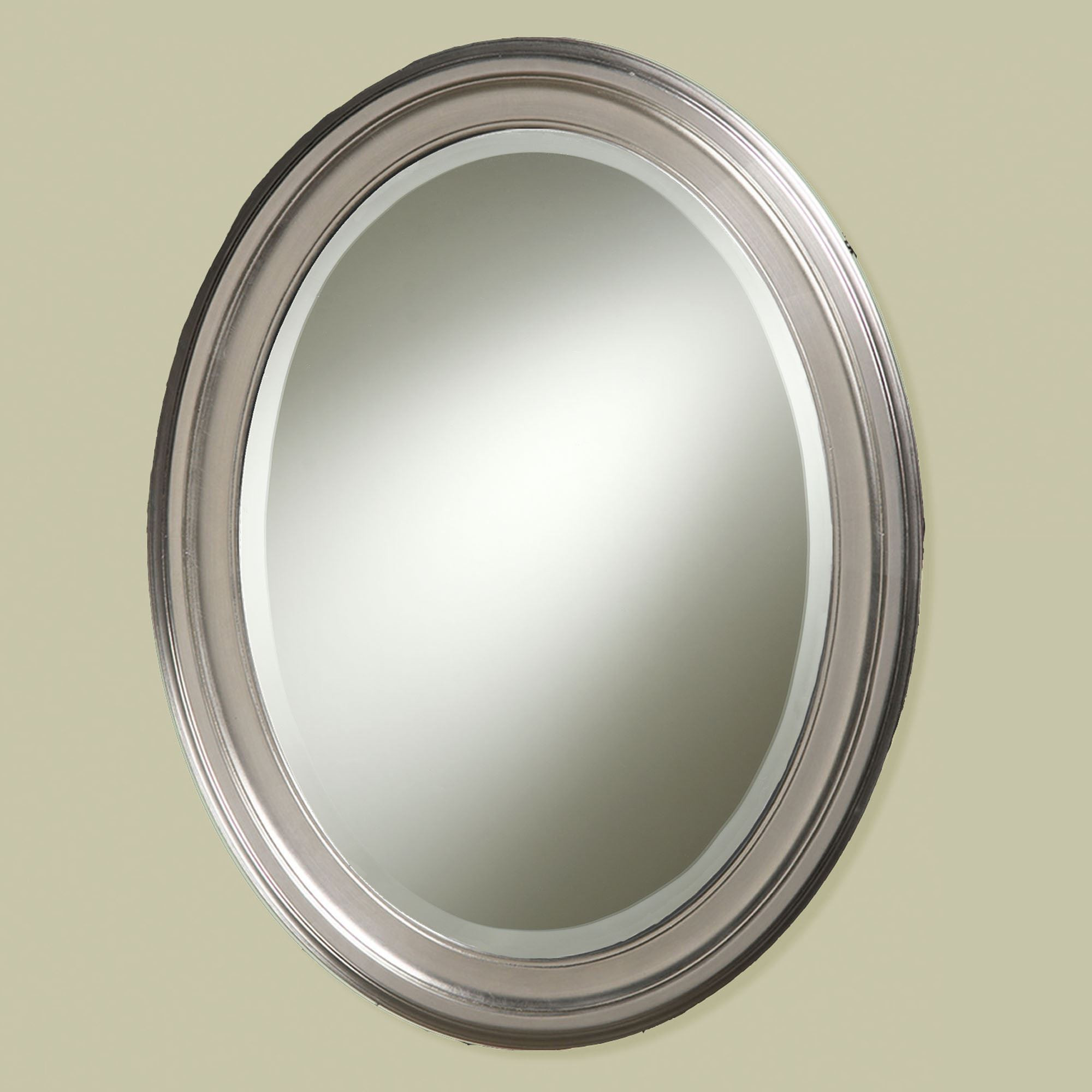 Best ideas about Brushed Nickel Bathroom Mirror
. Save or Pin Loree Brushed Nickel Finish Oval Wall Mirror Now.