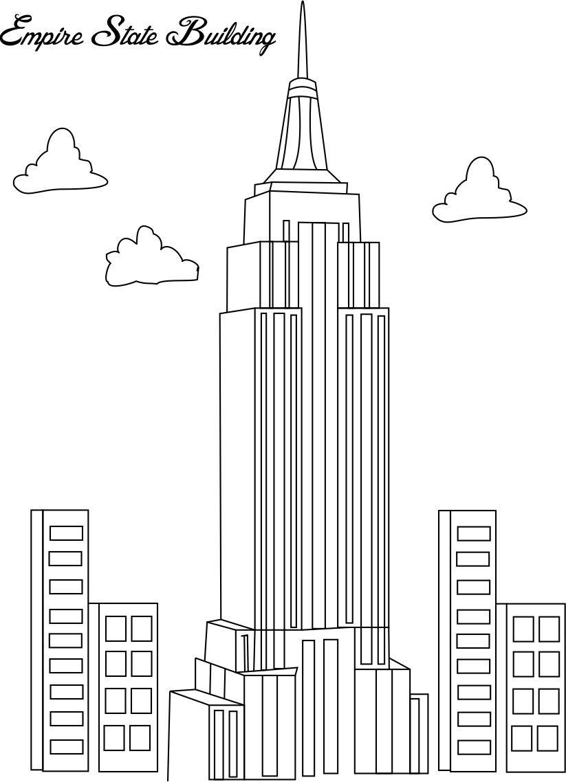Building Coloring Pages
 Empire state building coloring page for kids