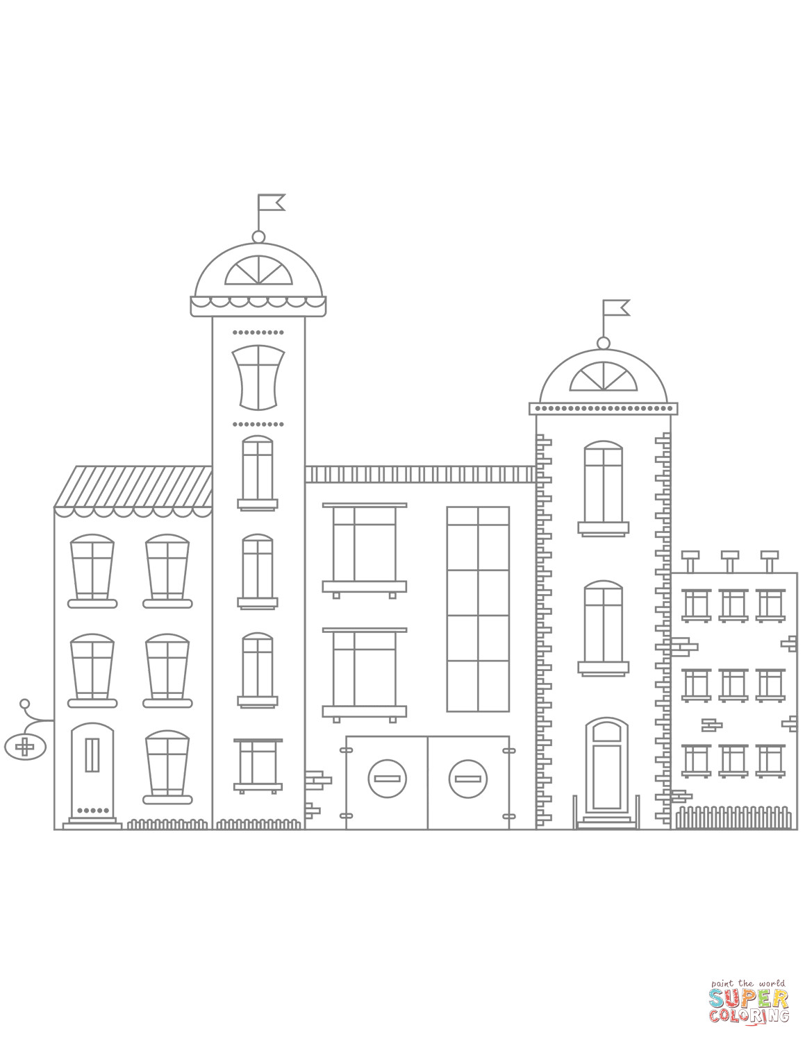 Building Coloring Pages
 Hospital Building coloring page