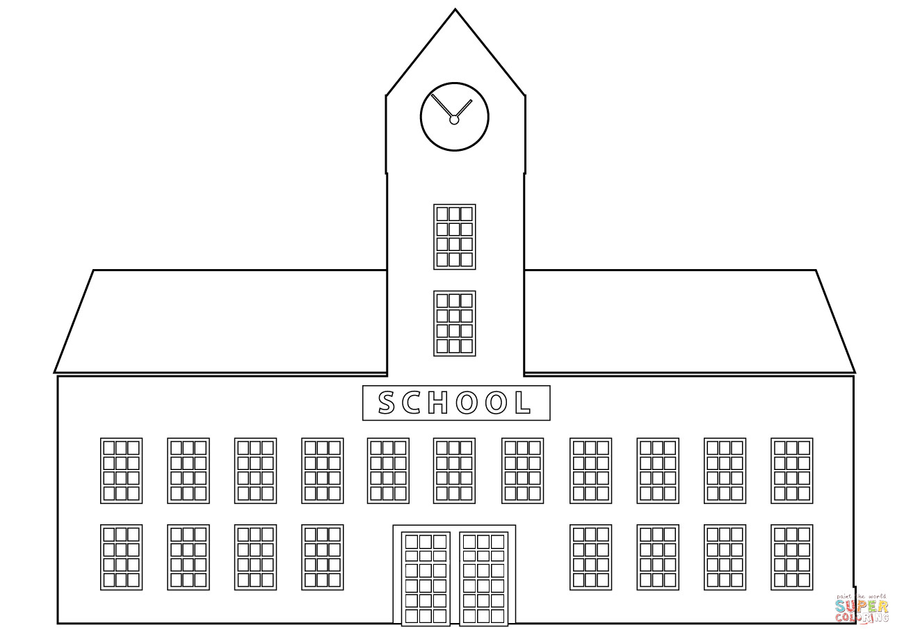 Building Coloring Pages
 School Building coloring page