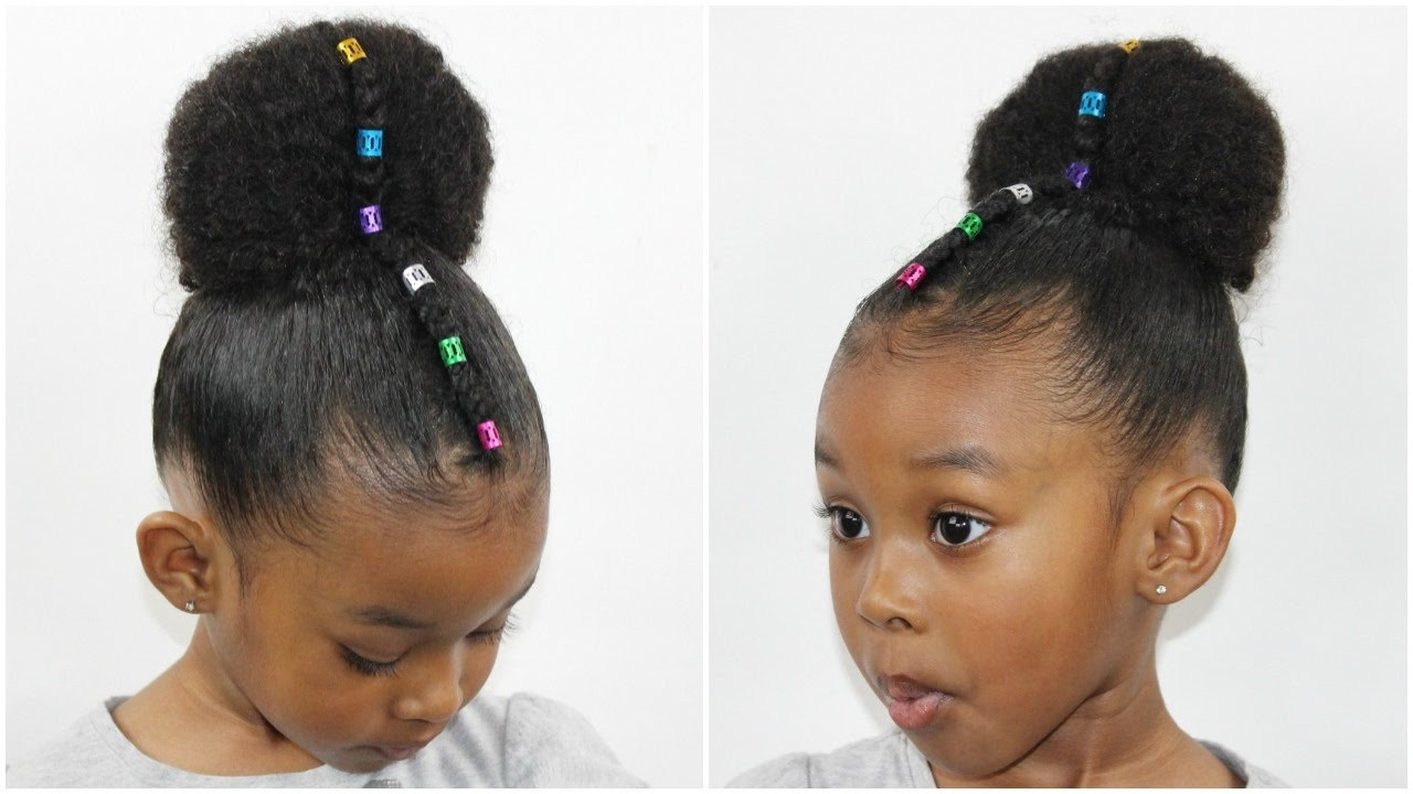 Best ideas about Bun Hairstyles For Kids
. Save or Pin Rainbow Bun with Cornrow Now.