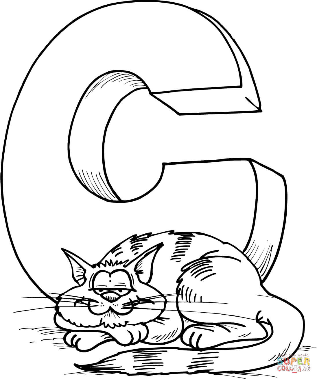 C Coloring Pages
 Letter C is for Cat coloring page