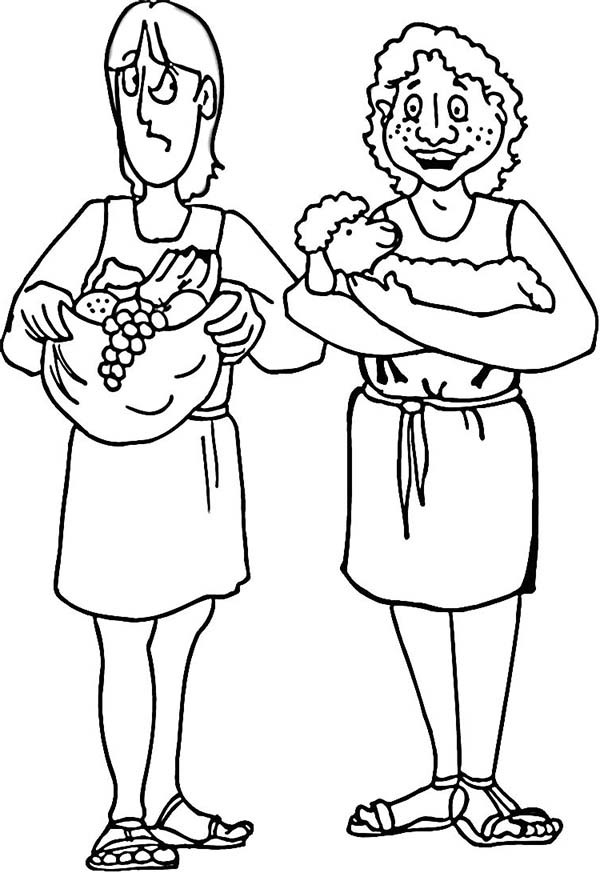 Cain And Abel Coloring Pages
 Cain Feel Annoyed in Abel and Cain Coloring Page