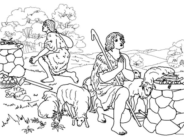 Cain And Abel Coloring Pages
 Abel and Cain Sacrifice to God Coloring Page
