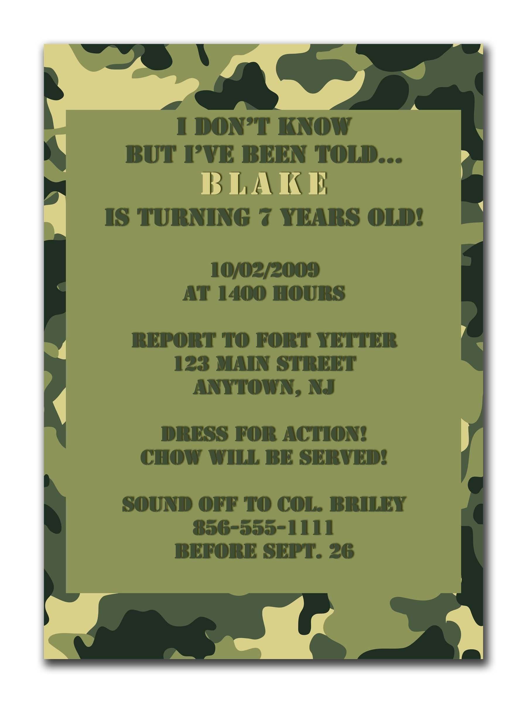 Best ideas about Camo Birthday Invitations
. Save or Pin Birthday Invitation Templates camouflage birthday Now.