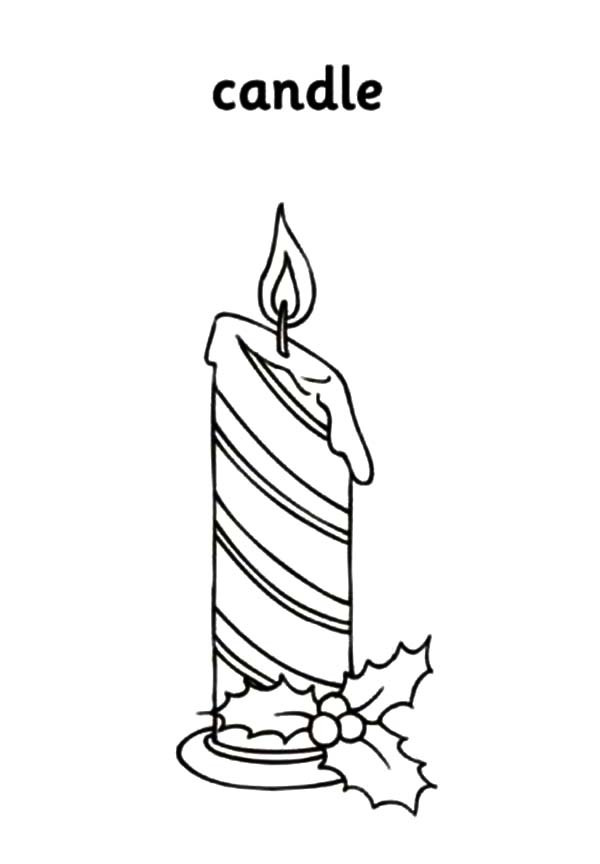 Candle Coloring Pages
 Horizontal Stripe Christmas Candle Coloring Pages