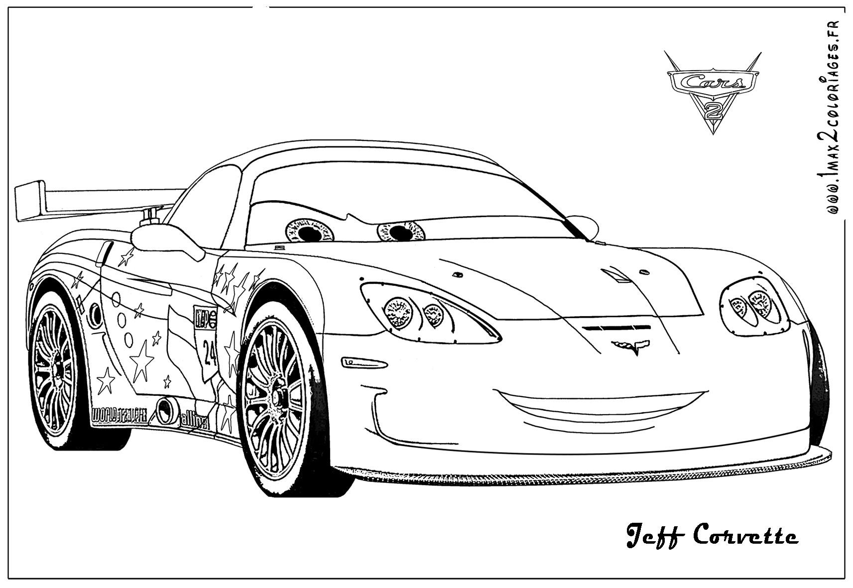 Cars 2 Free Coloring Pages
 Cars 2 Jeff Corvette Coloring Page